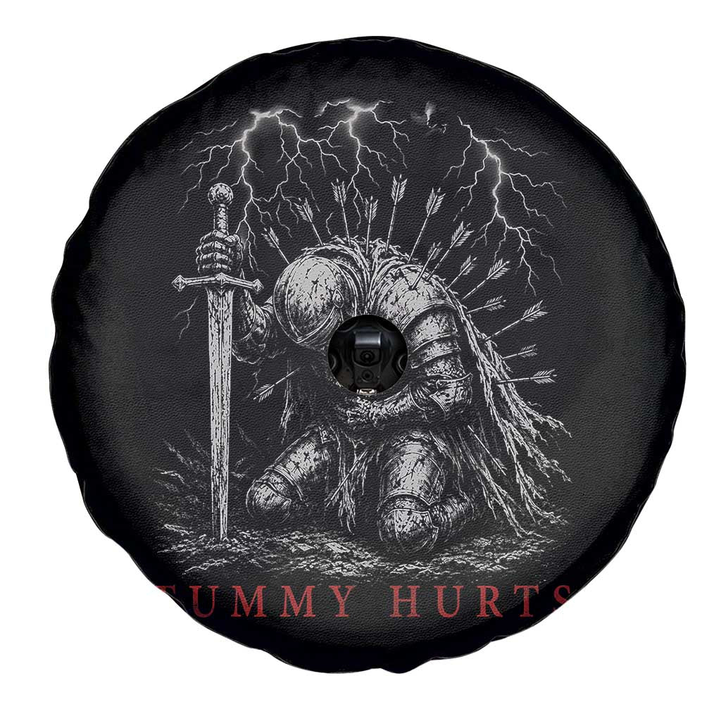 Tummy Hurts Funny Medieval Knight Dark Fantasy Humor Spare Tire Cover