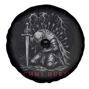 Tummy Hurts Funny Medieval Knight Dark Fantasy Humor Spare Tire Cover