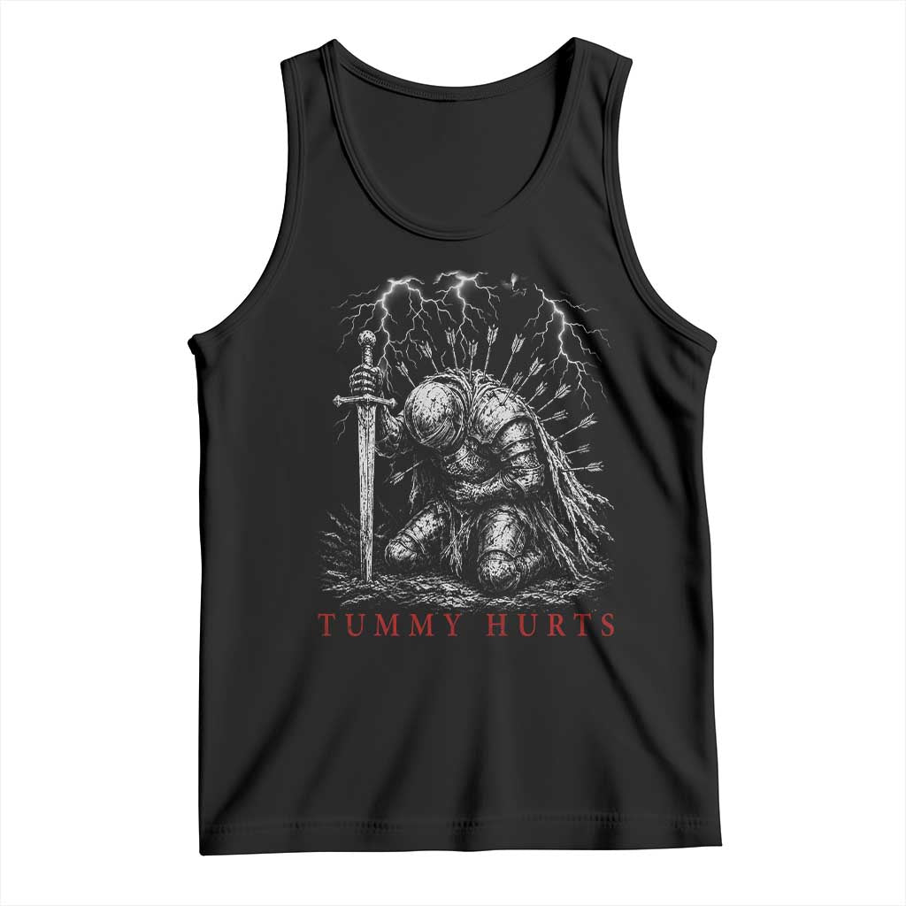 Tummy Hurts Funny Medieval Knight Dark Fantasy Humor Tank Top TS11 Black Print Your Wear