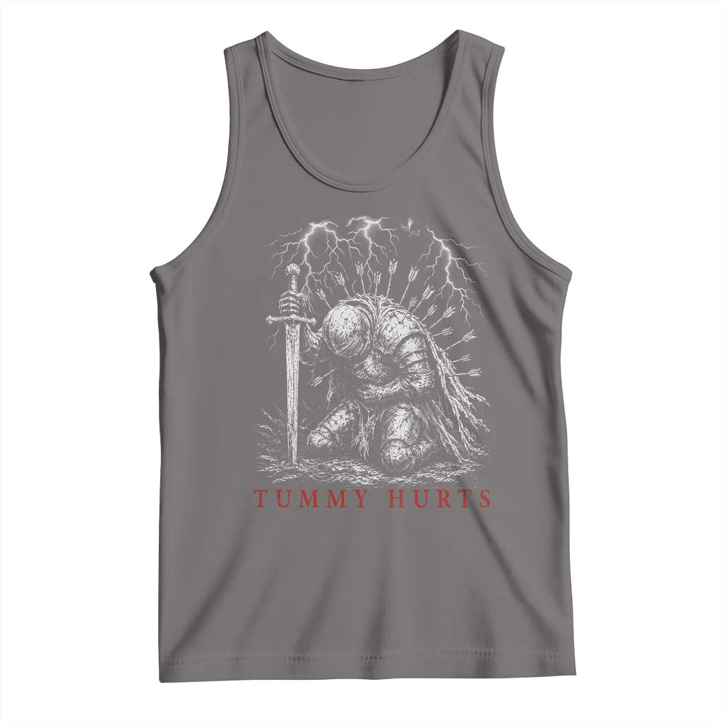 Tummy Hurts Funny Medieval Knight Dark Fantasy Humor Tank Top