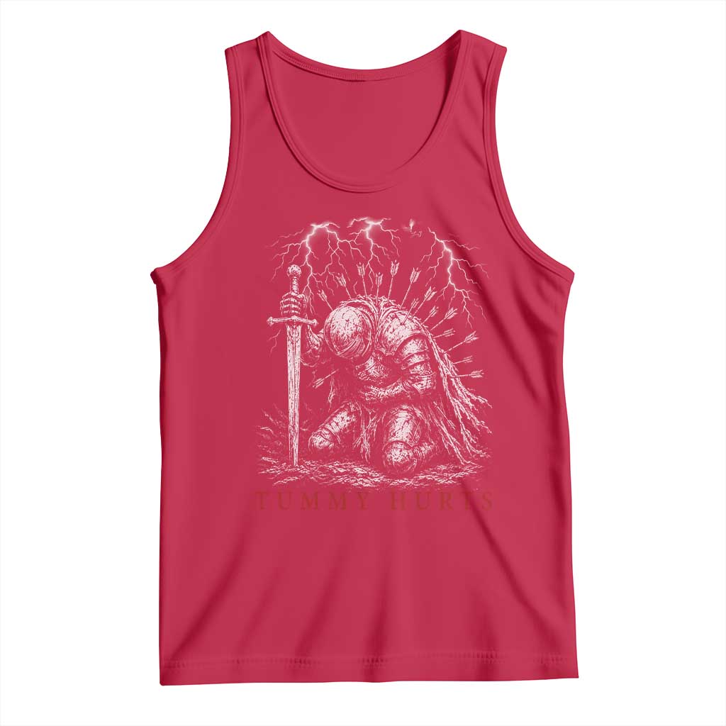Tummy Hurts Funny Medieval Knight Dark Fantasy Humor Tank Top
