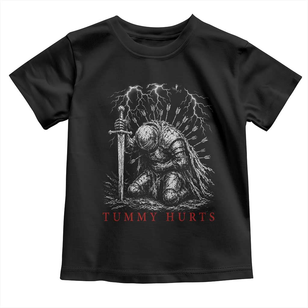 Tummy Hurts Funny Medieval Knight Dark Fantasy Humor Toddler T Shirt TS11 Black Print Your Wear