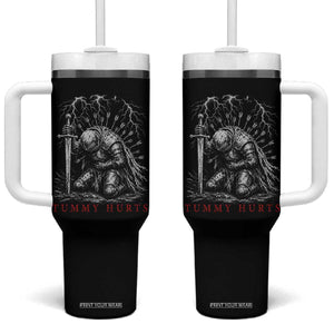 Tummy Hurts Funny Medieval Knight Dark Fantasy Humor Tumbler With Handle