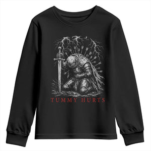 Tummy Hurts Funny Medieval Knight Dark Fantasy Humor Youth Sweatshirt