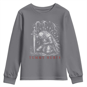 Tummy Hurts Funny Medieval Knight Dark Fantasy Humor Youth Sweatshirt