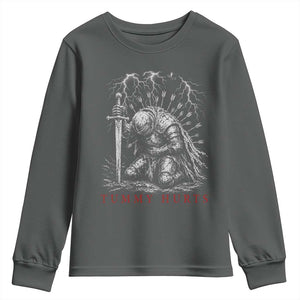 Tummy Hurts Funny Medieval Knight Dark Fantasy Humor Youth Sweatshirt