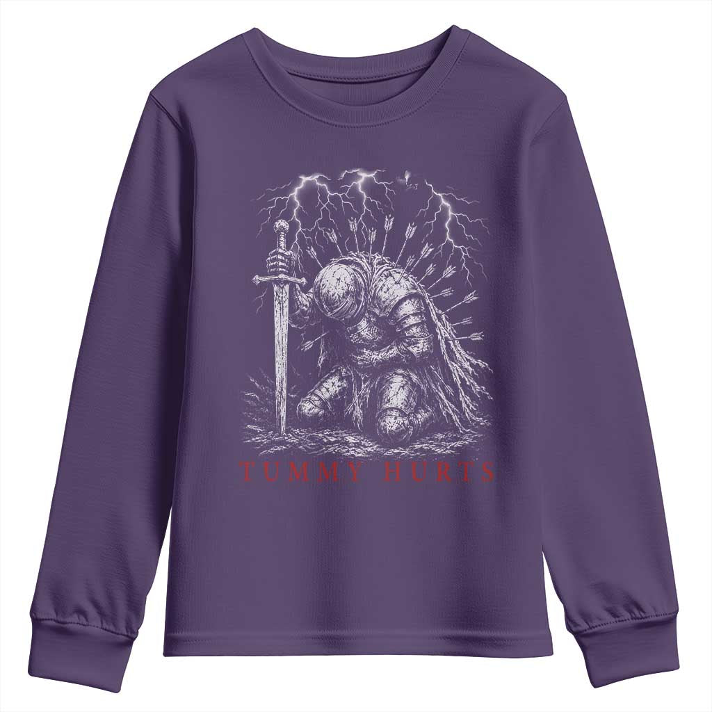 Tummy Hurts Funny Medieval Knight Dark Fantasy Humor Youth Sweatshirt