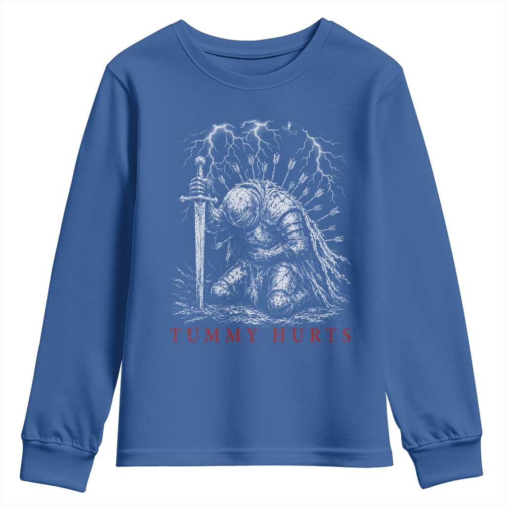 Tummy Hurts Funny Medieval Knight Dark Fantasy Humor Youth Sweatshirt