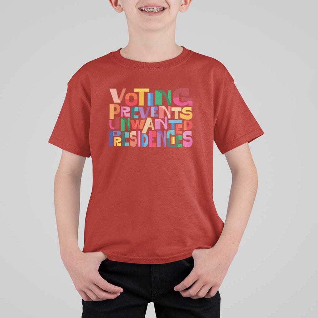 Voting Prevents Unwanted Presidencies T Shirt For Kid US Election Political 2024 TS11 Red Print Your Wear