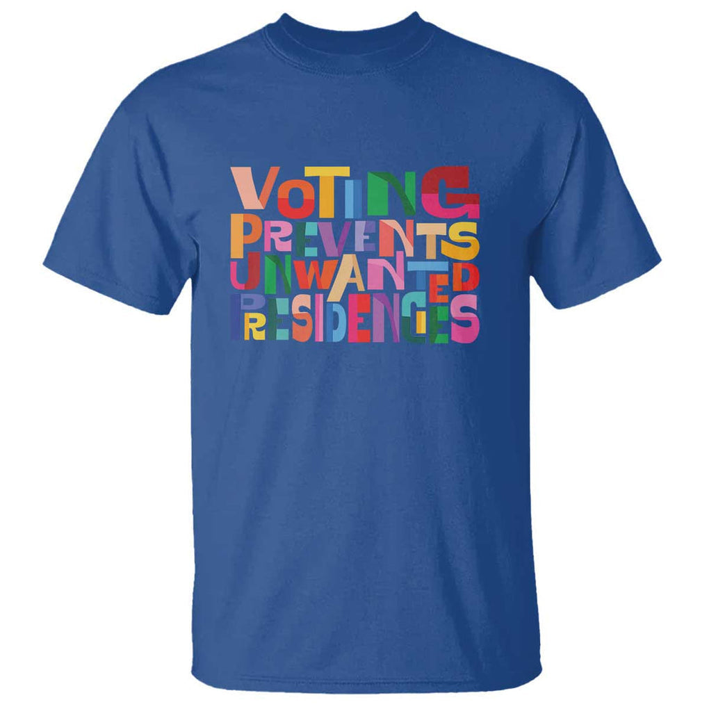 Voting Prevents Unwanted Presidencies T Shirt US Election Political 2024 TS11 Royal Blue Print Your Wear
