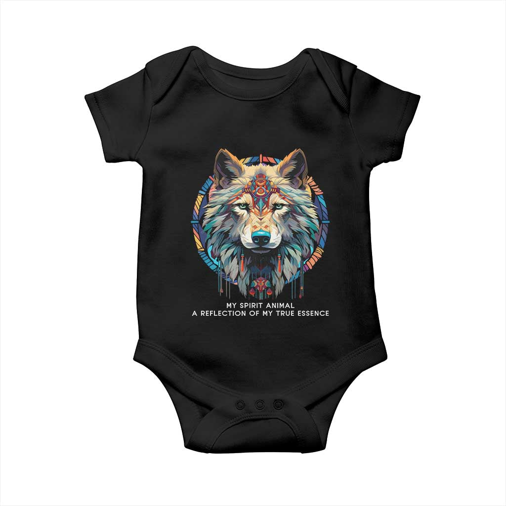 Native Americans Baby Onesie My Spirit Animal A Reflection Of My True Essence Wolf TS11 Black Print Your Wear