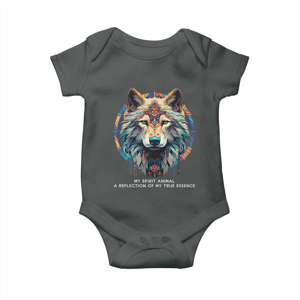 Native Americans Baby Onesie My Spirit Animal A Reflection Of My True Essence Wolf TS11 Dark Heather Print Your Wear