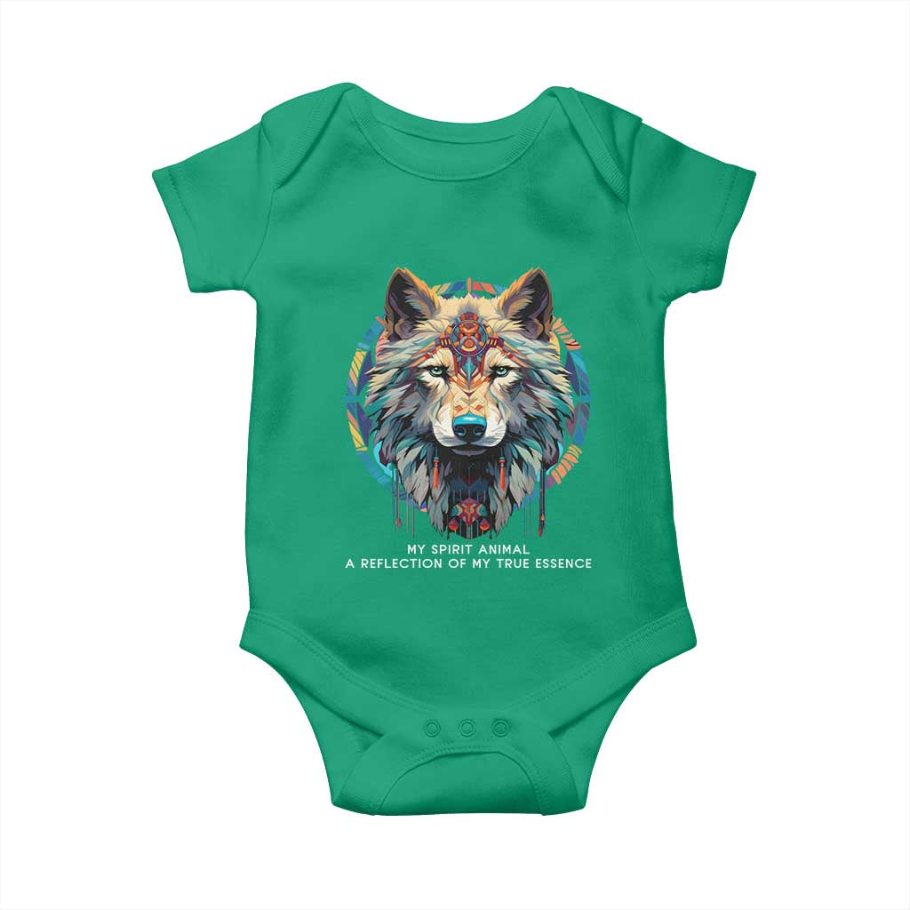 Native Americans Baby Onesie My Spirit Animal A Reflection Of My True Essence Wolf TS11 Irish Green Print Your Wear