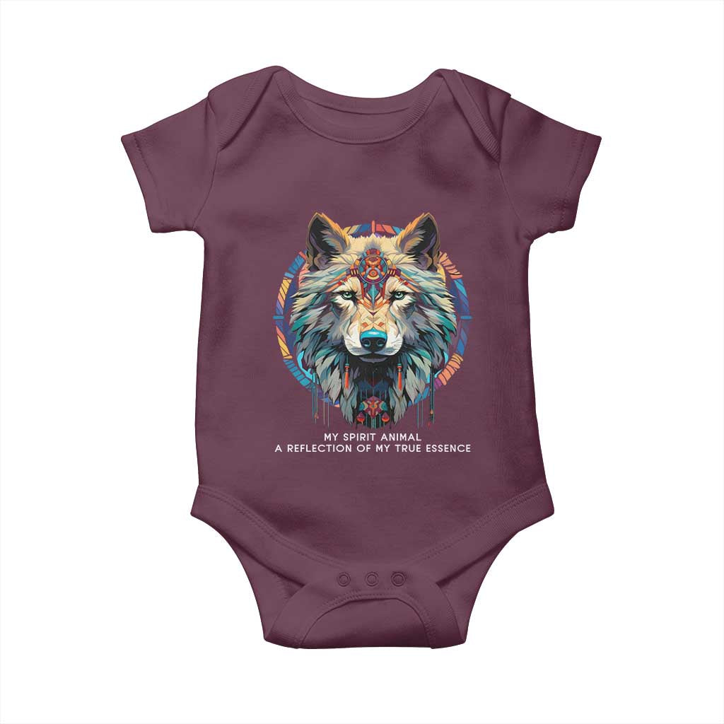 Native Americans Baby Onesie My Spirit Animal A Reflection Of My True Essence Wolf TS11 Maroon Print Your Wear