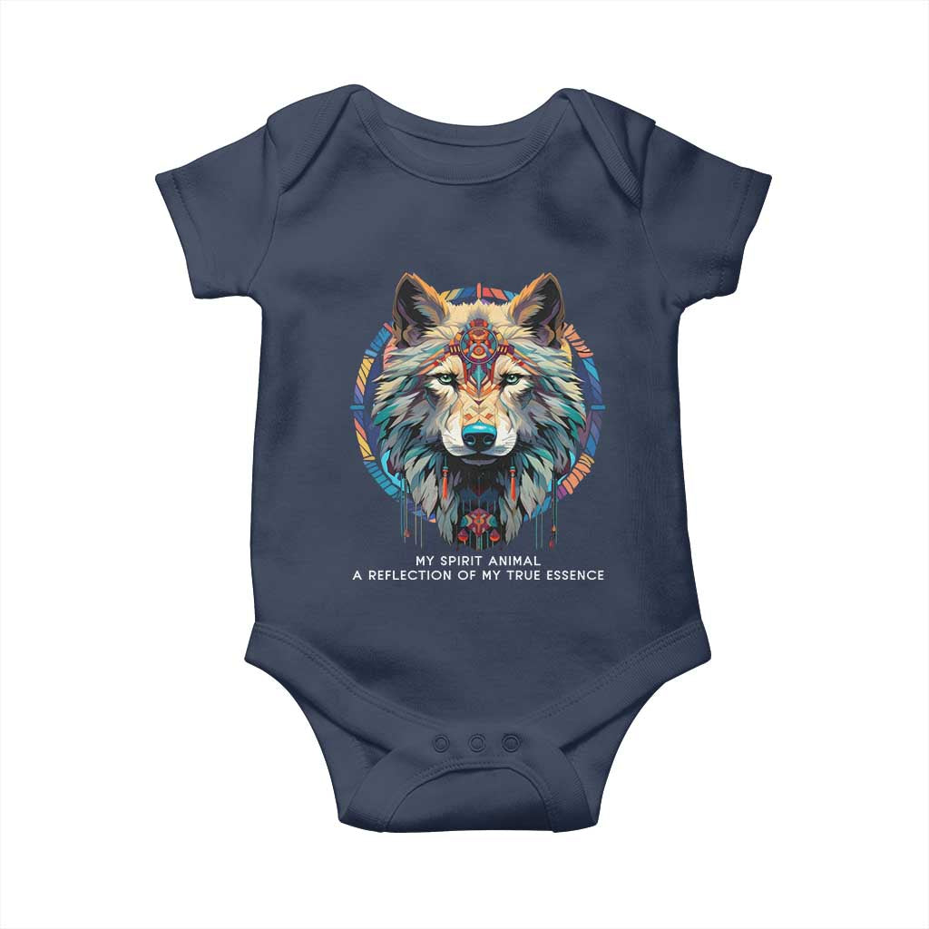 Native Americans Baby Onesie My Spirit Animal A Reflection Of My True Essence Wolf TS11 Navy Print Your Wear
