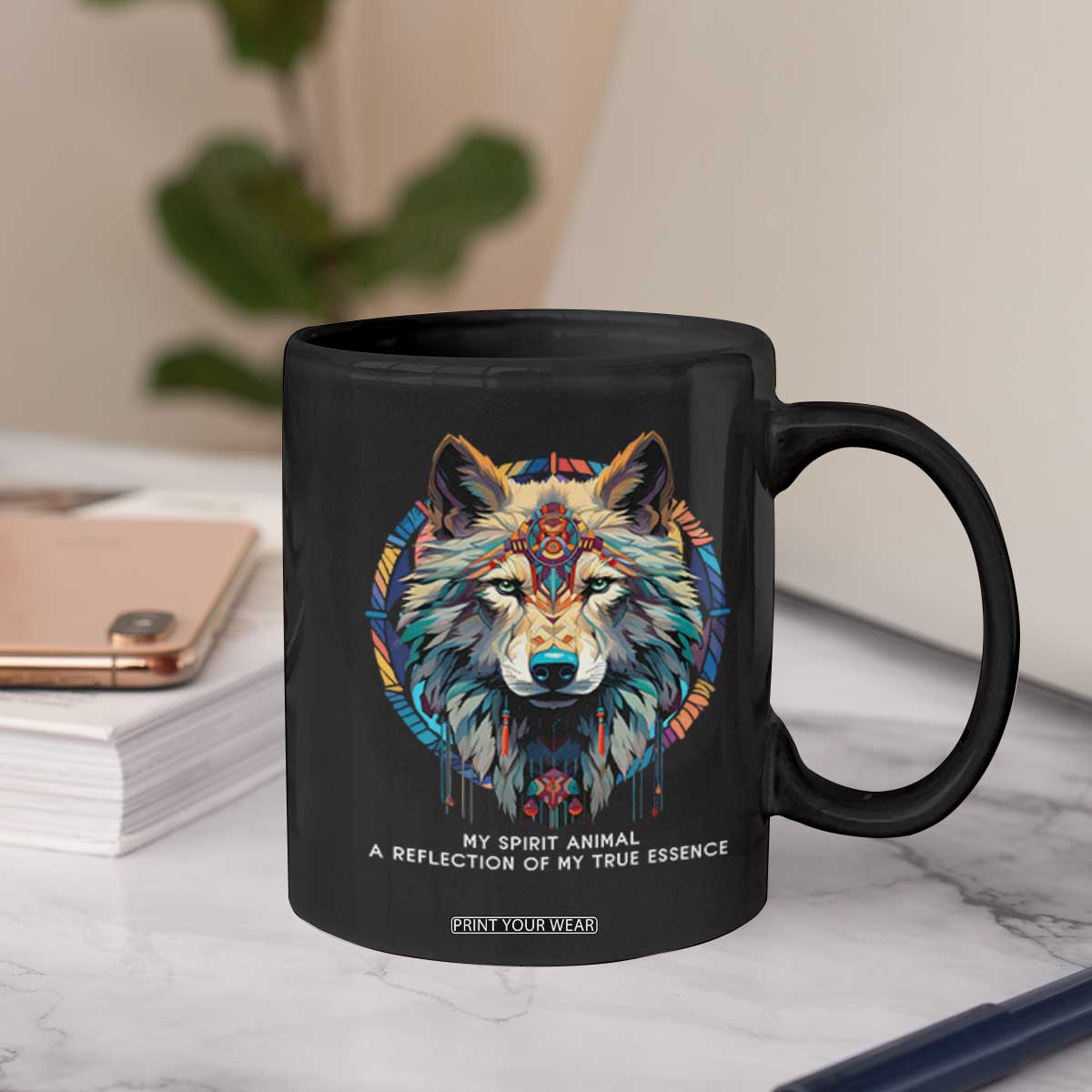 Native Americans Coffee Mug My Spirit Animal A Reflection Of My True Essence Wolf TS11 Print Your Wear