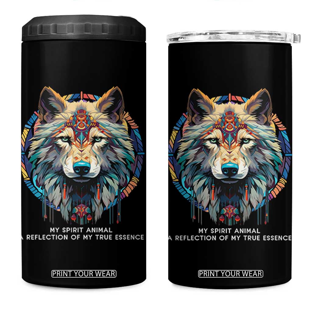 Native Americans 4 in 1 Can Cooler Tumbler My Spirit Animal A Reflection Of My True Essence Wolf TS11 One Size: 16 oz Black Print Your Wear