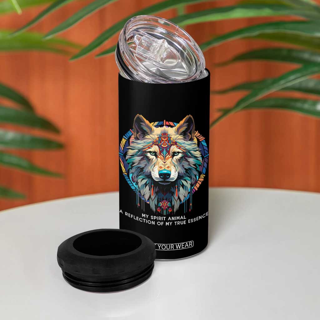 Native Americans 4 in 1 Can Cooler Tumbler My Spirit Animal A Reflection Of My True Essence Wolf TS11 Print Your Wear