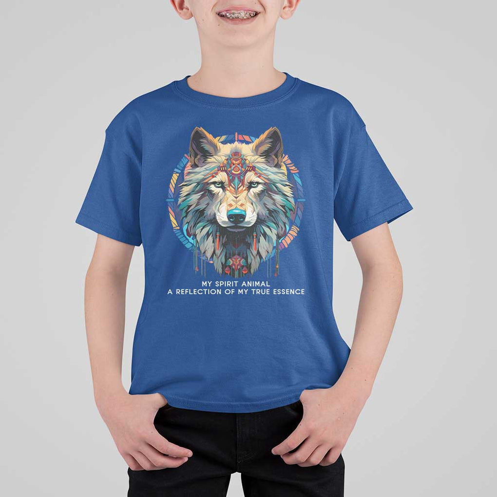 Native Americans T Shirt For Kid My Spirit Animal A Reflection Of My True Essence Wolf TS11 Royal Blue Print Your Wear