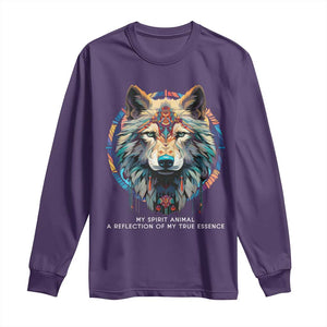 Native Americans Long Sleeve Shirt My Spirit Animal A Reflection Of My True Essence Wolf TS11 Purple Print Your Wear