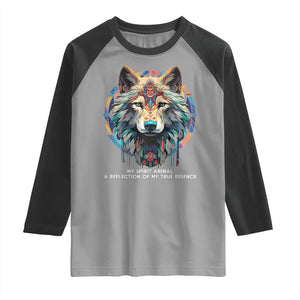 Native Americans Raglan Shirt My Spirit Animal A Reflection Of My True Essence Wolf TS11 Sport Gray Black Print Your Wear