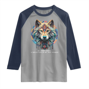 Native Americans Raglan Shirt My Spirit Animal A Reflection Of My True Essence Wolf TS11 Sport Gray Navy Print Your Wear