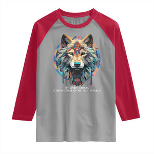 Native Americans Raglan Shirt My Spirit Animal A Reflection Of My True Essence Wolf TS11 Sport Gray Red Print Your Wear