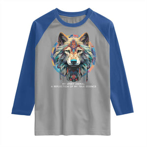 Native Americans Raglan Shirt My Spirit Animal A Reflection Of My True Essence Wolf TS11 Sport Gray Royal Print Your Wear