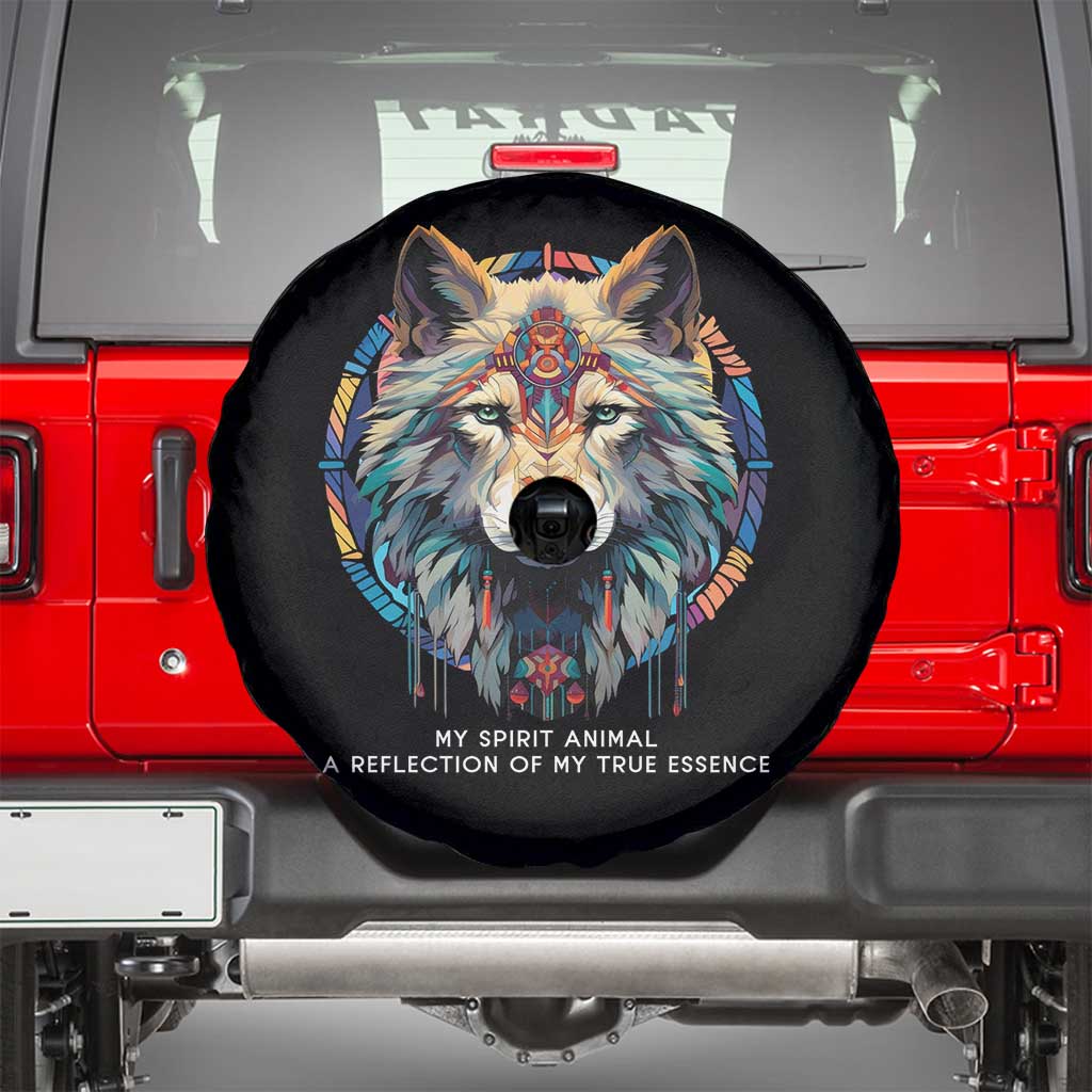 Native Americans Spare Tire Cover My Spirit Animal A Reflection Of My True Essence Wolf TS11 Black Print Your Wear