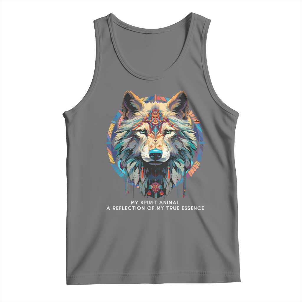 Native Americans Tank Top My Spirit Animal A Reflection Of My True Essence Wolf TS11 Black Heather Print Your Wear