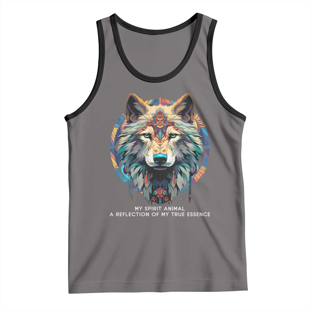 Native Americans Tank Top My Spirit Animal A Reflection Of My True Essence Wolf TS11 Deep Heather Black Print Your Wear