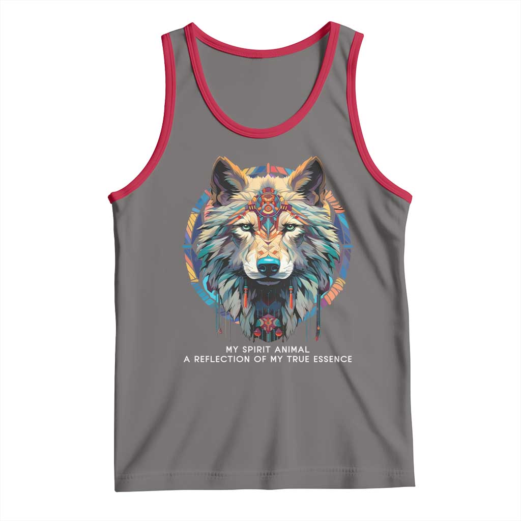 Native Americans Tank Top My Spirit Animal A Reflection Of My True Essence Wolf TS11 Deep Heather Red Print Your Wear