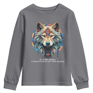 Native Americans Youth Sweatshirt My Spirit Animal A Reflection Of My True Essence Wolf TS11 Charcoal Print Your Wear