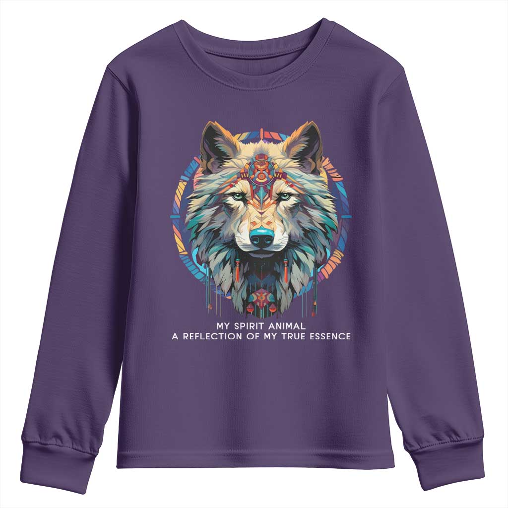 Native Americans Youth Sweatshirt My Spirit Animal A Reflection Of My True Essence Wolf TS11 Purple Print Your Wear