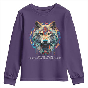 Native Americans Youth Sweatshirt My Spirit Animal A Reflection Of My True Essence Wolf TS11 Purple Print Your Wear