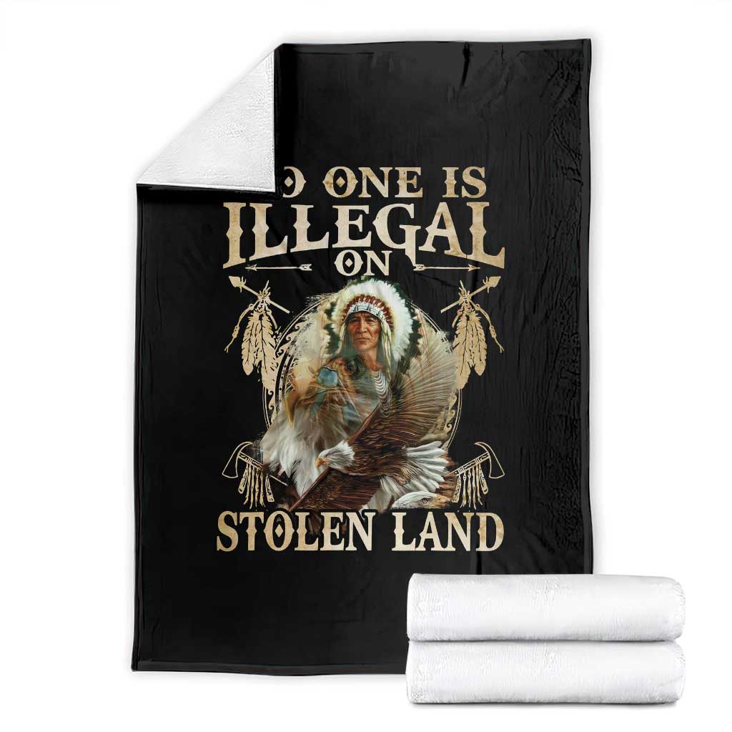 Native American Throw Blanket No One Is Illegal On Stolen Land Eagle Tribe TS11 Black Print Your Wear