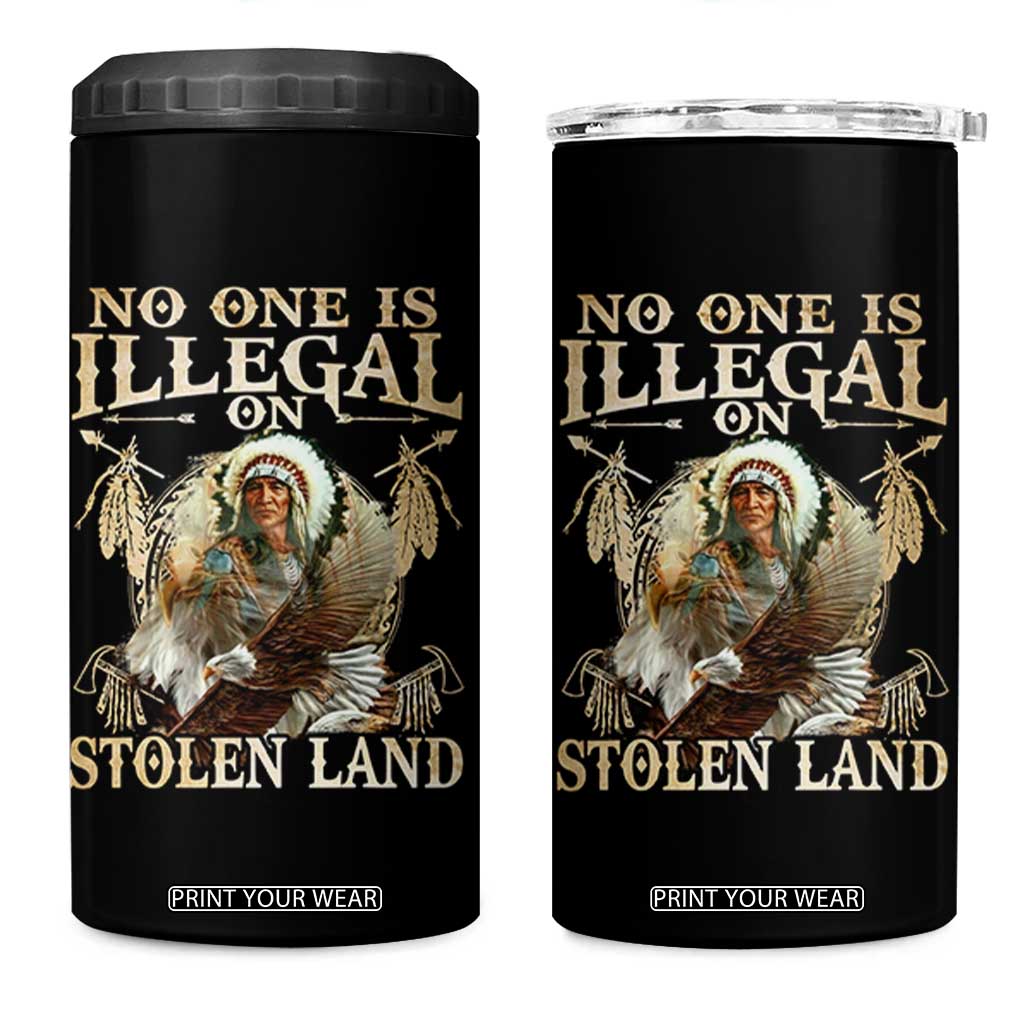 Native American 4 in 1 Can Cooler Tumbler No One Is Illegal On Stolen Land Eagle Tribe TS11 One Size: 16 oz Black Print Your Wear