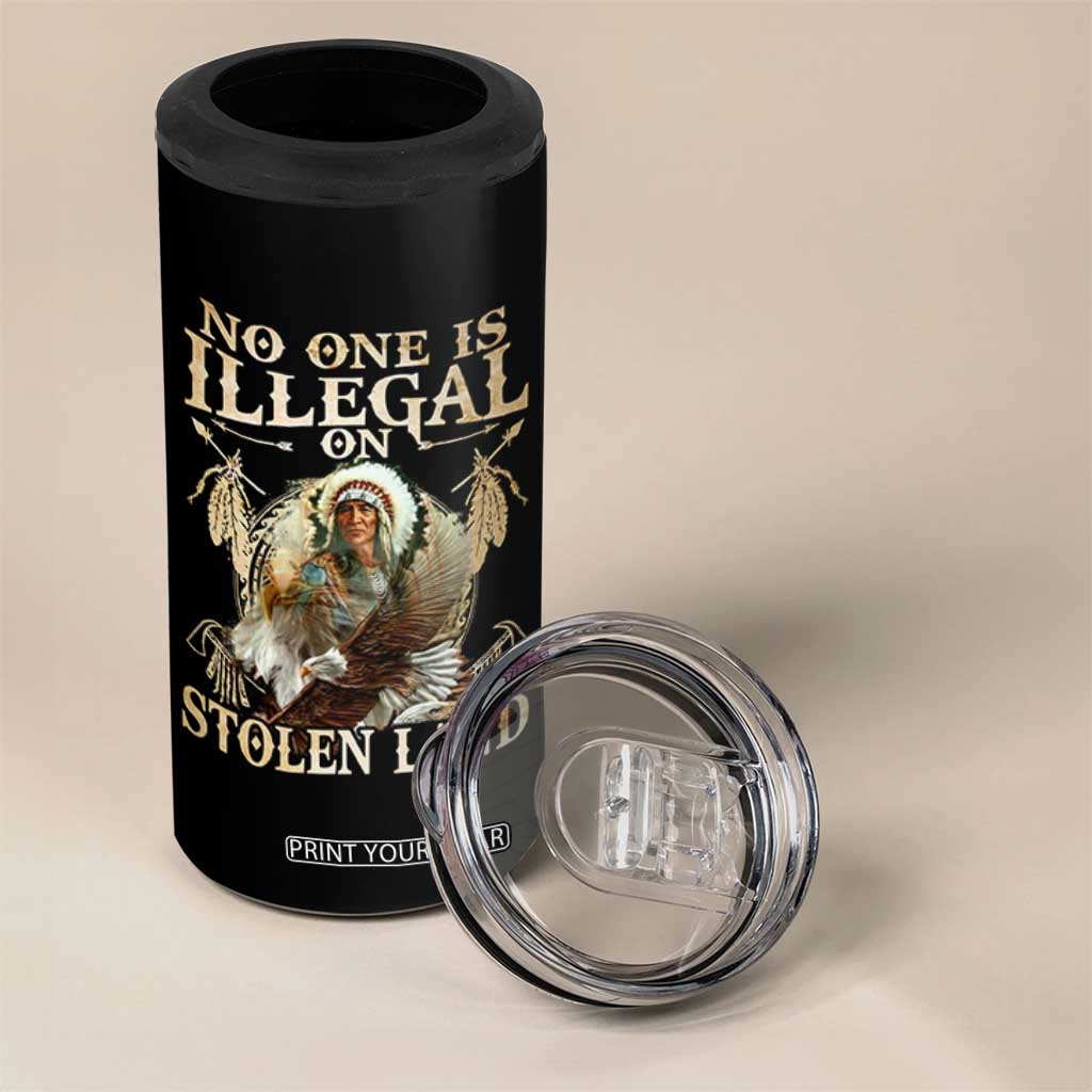 Native American 4 in 1 Can Cooler Tumbler No One Is Illegal On Stolen Land Eagle Tribe TS11 Print Your Wear