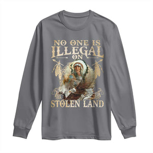 Native American Long Sleeve Shirt No One Is Illegal On Stolen Land Eagle Tribe TS11 Charcoal Print Your Wear