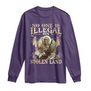 Native American Long Sleeve Shirt No One Is Illegal On Stolen Land Eagle Tribe TS11 Purple Print Your Wear