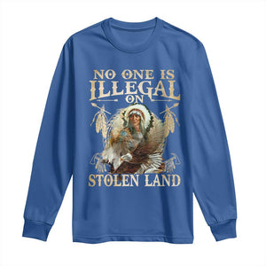 Native American Long Sleeve Shirt No One Is Illegal On Stolen Land Eagle Tribe TS11 Royal Blue Print Your Wear