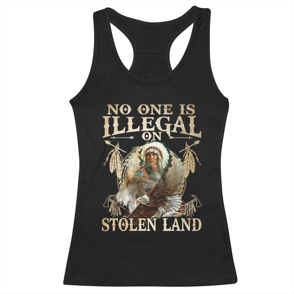 Native American Racerback Tank Top No One Is Illegal On Stolen Land Eagle Tribe TS11 Black Print Your Wear