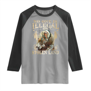 Native American Raglan Shirt No One Is Illegal On Stolen Land Eagle Tribe TS11 Sport Gray Black Print Your Wear