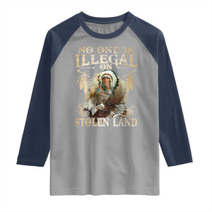 Native American Raglan Shirt No One Is Illegal On Stolen Land Eagle Tribe TS11 Sport Gray Navy Print Your Wear