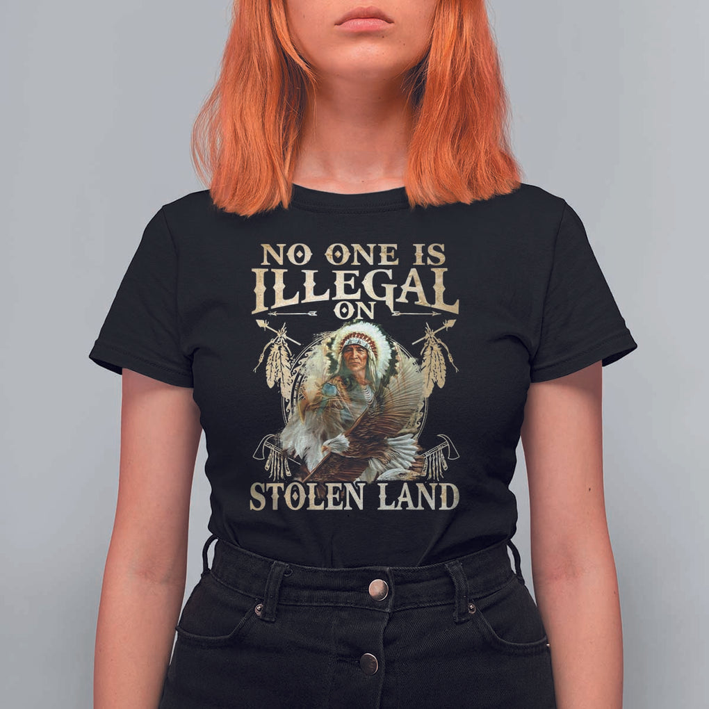 Native American T Shirt For Women No One Is Illegal On Stolen Land Eagle Tribe TS11 Black Print Your Wear