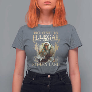 Native American T Shirt For Women No One Is Illegal On Stolen Land Eagle Tribe TS11 Charcoal Print Your Wear