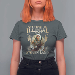 Native American T Shirt For Women No One Is Illegal On Stolen Land Eagle Tribe TS11 Dark Heather Print Your Wear