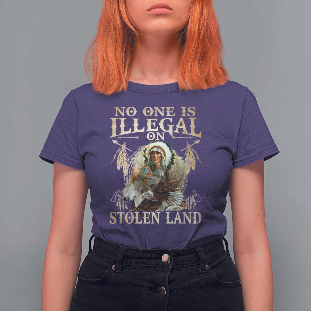 Native American T Shirt For Women No One Is Illegal On Stolen Land Eagle Tribe TS11 Purple Print Your Wear