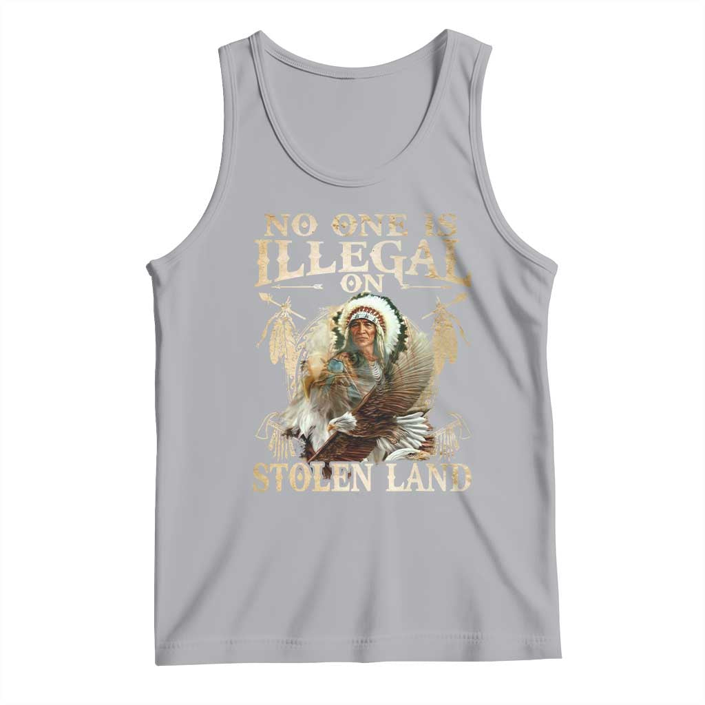 Native American Tank Top No One Is Illegal On Stolen Land Eagle Tribe TS11 Athletic Heather Print Your Wear