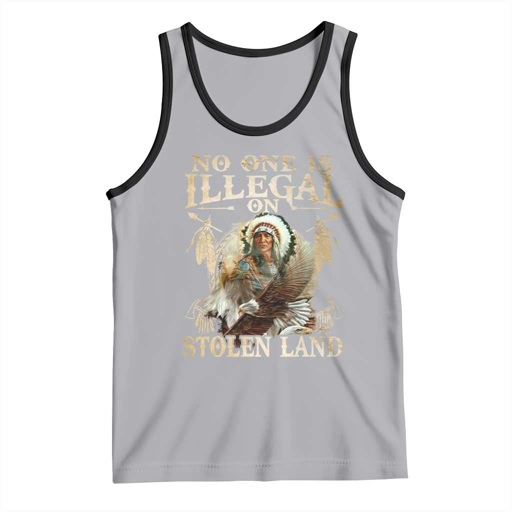 Native American Tank Top No One Is Illegal On Stolen Land Eagle Tribe TS11 Athletic Heather Black Print Your Wear
